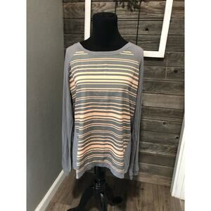 Banana Republic gray/pink striped long sleeved crew neck t shirt women's size M